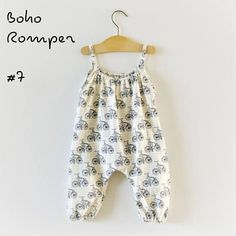 Romper Sewing Pattern, Baby Romper Pattern, Sewing Baby Clothes, Childrens Sewing Patterns, Romper Pattern, Boho Romper, Baby Sewing Projects, Baby Clothes Patterns