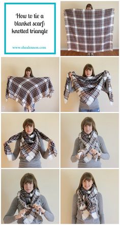 How to tie a blanket scarf in a knotted triangle. | www.shealennon.com Tie A Blanket Scarf, Underneath Hair, Mode Tips, Winter Stil