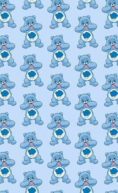 a blue teddy bear pattern on a light blue background