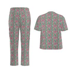 Elevate your professional attire with our Pink and Green AKA Sorority Themed Colors African Mud Cloth Print Nurse Uniform Set. This striking ensemble not only exudes style but also offers the durability and comfort you need for your demanding workday. Our sets feature a stylish V neckline that provides the perfect balance of professionalism and fashion-forward design. Crafted from Birdseye fabric (100% polyester), this set is known for its durability and ease of care. It's designed for washable, Pink Short Sleeve Sets For Workwear, Scrubs Plus Size, Aka Sorority, Set Plus Size, Nurse Uniform, African Mud Cloth, Scrub Sets, Medical Scrubs, Professional Attire