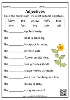 worksheet with words and pictures on it