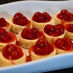 small heart shaped appetizers in a white dish