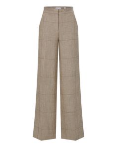 A relaxed wide-leg pant expertly tailored from an Italian linen blend. The high-waisted Tonelli is a clean, flat-front silhouette with subtle glen checks. Wear with the matching Battista jacket for an effortless power-suit moment.