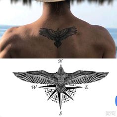 a man with a bird tattoo on his back