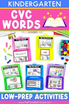 the printable worksheet for children's cvc words is shown in front of