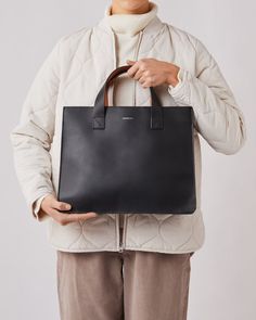 Sandqvist - Tote Bag - Black - IRIS Modern Briefcase With Detachable Handle, Modern Square Bags With Smooth Grain, Modern Workwear Briefcase With Handle Drop, Modern Briefcase With Top Handle For Daily Use, Modern Rectangular Briefcase For Everyday Use, Minimalist Rectangular Bags With Handle Drop, Modern Everyday Briefcase With Double Handle, Modern Double Handle Briefcase For Everyday Use, Minimalist Business Bag With Detachable Handle