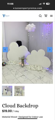 the cloud backdrop is on display at this event, and it looks like they have been made out of paper