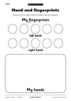 a hand and fingerprints worksheet for students to practice their handwriting skills