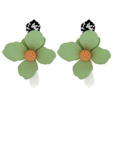 Brighten up any outfit with these playful Green Flower Drop Statement Earrings. Designed for women, these earrings feature a delicate flower drop and a sparkling water drop, making them the perfect statement piece for any occasion. Add some fun and flair to your wardrobe with these unique earrings. 4 1/2" (10.4cm) drop 1 1/4" (7.3cm) width Post back Alloy, plastic Women's earrings Item #460703 Spring 3d Flowers Dangle Earrings, Summer Dangle Earrings With Flower Decoration, Spring Flower Dangle Earrings, Chic Flower Charm Drop Earrings, Spring Handmade Flower Dangle Earrings, Chic Drop Earrings With Flower Charm, Spring Party Earrings With 3d Flowers, Trendy Drop Flower Earrings, Green Flower Shape Earrings For Spring