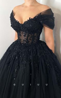 G3199 - Chic & Modern A-Line Off-Shoulder Beaded Applique Long Formal – GUIUU Fitted Tulle Corset Dress For Homecoming, Organza Ball Gown Evening Dress With Corset Back, Black Fitted Tulle Wedding Dress, Fitted Black Tulle Wedding Dress, Organza Corset Dress For Prom Season, Homecoming Corset Dress With Tulle Skirt For Prom Season, Tulle Corset Dress For Homecoming And Prom Season, Tulle Corset Dress For Prom And Homecoming, Fitted Tulle Bodice For Prom Season