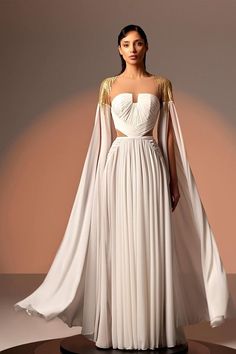 wedding dress Greek Gowns Goddesses, Greek Goddess Inspired Wedding Dress, Greek Inspired Dresses, Greek Style Dress Goddesses, Day Court Fashion, White Flowy Dress Goddesses, Goddess Dress Aesthetic, Greek Goddess Dresses