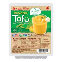 an organic tofu product in a plastic container