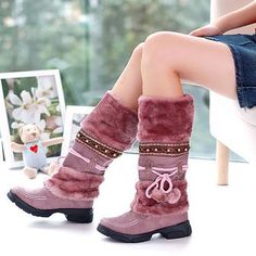 Low Heel Boots, Beige Heels, Chunky Heels Boots, Boots Women Fashion, Womens Mid Calf Boots, Snow Boots Women, Winter Snow Boots