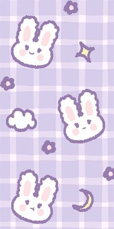 an animal pattern with clouds, stars and moon on the purple plaidered background for wallpaper