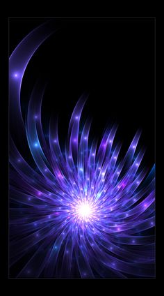 an abstract blue and purple background with stars in the center, on a black background