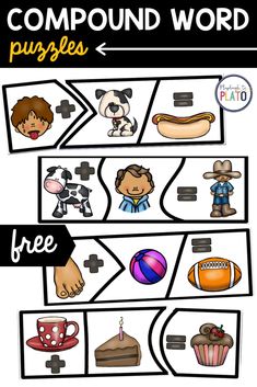 compound word puzzles with pictures and words to help students learn how to use them