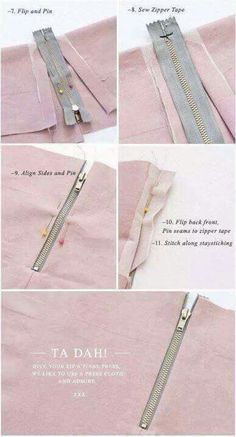 the instructions for how to sew a zipper