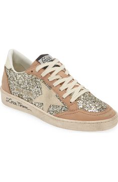 Golden Goose Ball Star Glitter Sneaker (Women) | Nordstrom Golden Goose Ball Star, Top Sneakers Women, Glitter Sneakers, Golden Goose Deluxe Brand, College Basketball, Dream Shoes, Golden Goose, Basketball Shoes, Womens Shoes Sneakers