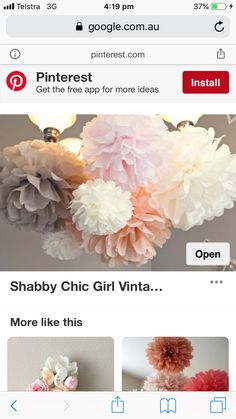 the pinterest page for shabby chic girl vinta is displayed on an iphone