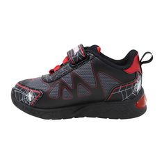 With the Marvel Toddler Spider-Man Athletic Sneakers in black , your little one can embark on endless adventures all day. Designed with a round and closed-toe design, these sneakers are designed with your kid's comfort and protection in mind. The adjustable hook and loop strap ensures a secure fit, while the polyester insole material offers cushioning support. Lined with polyester, these sneakers are durable and easy on the feet for prolonged wear. Lighted Shoes, Spider Man Web, Kids Light, Marvel Kids, Light Up Shoes, Lit Shoes, Shoe Shine, Toddler Sneakers, Retro Sneakers