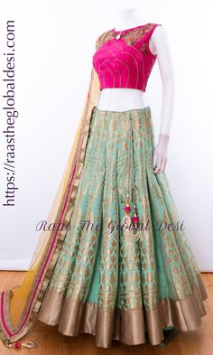 Lehenga Saree Design, Lehenga Pattern, Indian Clothing Store, Lehenga Gown, Lehnga Dress, Bridal Lehenga Collection, Green Lehenga