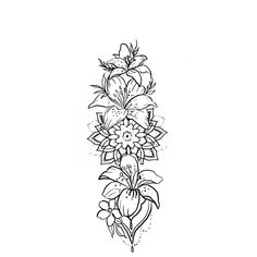 a line drawing of flowers on a white background