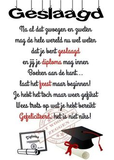 a graduation card with the words gestaad written in black and red on it