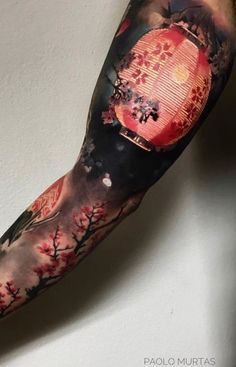 Cherry Blossom Tattoo Men, Arm Tattoos Japanese, Japanese Forearm Tattoo, Cherry Blossom Tattoos, Realistic Tattoo Sleeve, Tattoos For Women Half Sleeve, Omerta Tattoo, Theme Tattoo, Back Of Shoulder Tattoo