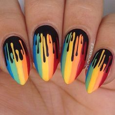 Rainbow Nail Art, Rainbow Nail, Witchy Nails, Halloween Acrylic Nails, Colorful Nail, Drip Nails, Grunge Nails, Nail Swag, Summer Acrylic Nails