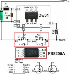 an electronic device circuit diagram with two different components and the following instructions to read it