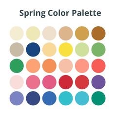 a poster with different colors on it that says spring color palettes in multiple sizes