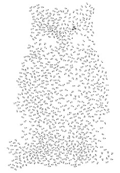 a bear made up of small dots on a white background