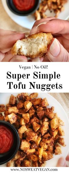 vegan no oil super simple tofu nuggets