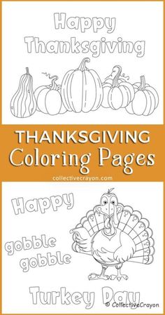 thanksgiving coloring pages with turkeys, pumpkins and other things to color on them