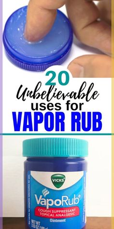 There are tons of uses for vapor rub besides the traditional ones on the label. You'll be shocked to see all that the little blue jar can do! Uses For Vapor Rub, Vic Vaporub, Vapo Rub, Vicks Vapor Rub, Vicks Vapor, Vicks Vaporub Uses, Uses For Vicks, Cough Suppressant, Vapor Rub