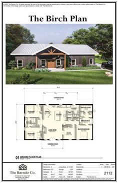 the birch plan is an open floor, two bedroom cabin with loft and living quarters