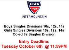 an advertisement for boys'singles division at the usta tennis tournament on friday, october 6th