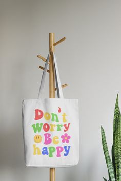 Trendy Svg, Don't Worry Be Happy, Funky Decor, Bags Tote, Bag Design, Book Bag, Tote Bag Design, Canvas Bag, Beach Bag