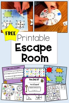 There are two images of children solving puzzles and then six printed pages of puzzles and a certificate at the bottom. Free Printable Escape Room, Printable Escape Room For Kids, Printable Escape Room, Room For Kids, Escape Room For Kids, Escape Room Puzzles, Free Homeschool Resources, Problem Solving Activities, Math Activities For Kids