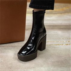 Nakia Women's Elegant Platform Boots | Ultrasellershoes.com – Ultra Seller Shoes Sleek Leather Platform Boots Medium Width, Elegant Leather Ankle-high Platform Boots, Mafia Queen, Luxury Black Ankle-high Platform Boots, Black Leather Platform Boots With 4-inch Heel, Black Ankle Platform Boots With 4-inch Heel, Brand Name Shoes, Boot Types, Brand Collaboration