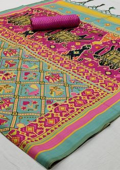 Silk Patola Saree, Dulhan Lehenga, Elegant Sarees, Cyan Colour, Partywear Sarees, Sarees Pattu, Designer Sarees For Wedding