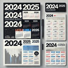 three calendars with numbers on them, one is black and the other is white