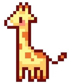 a pixel art giraffe with its tongue out