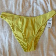 Brand New Yellow Cheeky Bikini Bottom - High On Hip Yellow Surfing Swimwear For Summer, Solid Color Summer Swimwear For Surfing, Yellow Tankini For Beach Party, Trendy Yellow Bottoms For Pool, Pacsun Bathing Suits, Pacsun Swim, White Bralette, Cheeky Bikinis, Pacsun