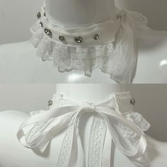 Option 1: A choker with stud decoration.  Option 2: A choker without stud decoration.  The price is for a choker only, others are not included. White Choker For Festivals, Elegant White Choker For Festivals, Adjustable White Choker For Party, Steampunk Fashion Female, Steampunk Fashion Male, Cross Choker, Gothic Skirts, Steampunk Accessories, Outfits With Hats