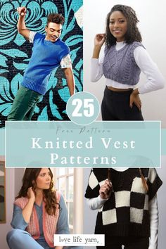 25+ Fashionable and Free Knitted Vest Patterns Knitted Vest Patterns, Vest Patterns, Vest Pattern Free, Handmade Vest, Knit Vest Pattern, Vest Designs, Knitted Vest