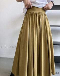 Lasaky - Exquisite High-Waisted A-Line Pleated Midi Skirt with Elegantly Flared Hem Body Skirt, Fashion Hub, Skirt Skirt, Color Fabric, Pleated Midi Skirt, Color Dorado, Ruffle Skirt, Types Of Skirts, A Line Skirt