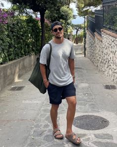 Men’s Style Summer, Mens Sandals Outfit, Men’s Summer Casual Outfits, Mens Summer Outfits Casual, Birkenstock Outfit Men, Men's Summer Outfits, Birks Outfit, Men Summer Fashion