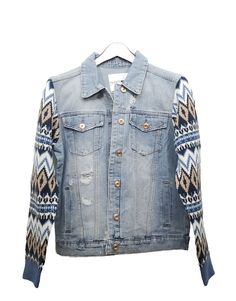 This Fashion Nova Aspen Denim Lightwash Jacket with sweater sleeves is the perfect addition to any wardrobe. Made with high-quality denim material, this jacket is both stylish and durable. The medium size fits perfectly, while the blue color and basic jacket style are sure to turn heads. Pair this jacket with your favorite outfit for a trendy and chic look. The fabric type is denim, and it comes with tags attached. This jacket is ideal for women who want to stay fashionable while staying comfortable. Fall Medium Wash Cotton Denim Jacket, Winter Denim Jacket With Long Sleeves, Winter Long Sleeve Denim Jacket, Casual Dark Wash Denim Vest For Winter, Trendy Cotton Denim Vest For Fall, Long Sleeve Denim Vest For Fall, Blue Denim Vest For Winter Streetwear, Winter Denim Vest In Medium Wash, Winter Medium Wash Long Sleeve Denim Jacket