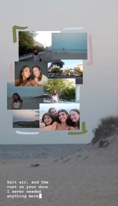 a collage of people on the beach with text overlaying them that reads, i love you